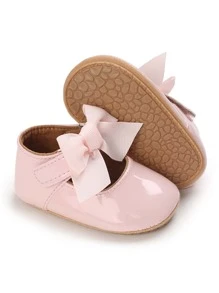 Infant Bow Decor Ankle Strap Flats - Pink - View 2