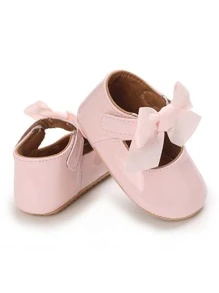 Infant Bow Decor Ankle Strap Flats - Pink - View 4