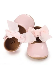 Infant Bow Decor Ankle Strap Flats - Pink - View 5