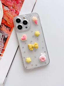 3D Heart & Bow-knot Decor Clear Phone Case - Clear - View 2