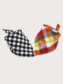 1入組隨機色格紋圖案寵物可水洗蝴蝶結圍巾 - 彩色 - 查看 5