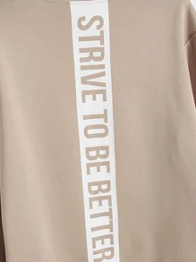 EASEVO Men Plus Letter Graphic Drawstring Hoodie - Apricot - View 4