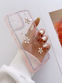 水鑽裝飾透明手機殼 - 粉色 - 查看 1