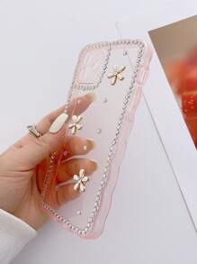 水鑽裝飾透明手機殼 - 粉色 - 查看 3