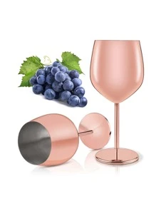 1 pieza Vaso de vino de acero inoxidable de 500ml - Lindo, vaso de vino irrompible adecuado para viajes, campamentos y piscina - Vaso de vino de metal portátil y único de moda para actividades al aire picnics - Oro rosa - Ver 4