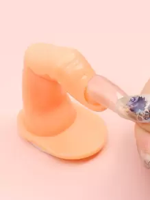 FULL BEAUTY 2 piezas Herramientas de práctica de arte de uñas postizas, dedos de plástico ajustables para entrenamiento de manicura, suministros de uñas, herramientas de uñas, herramientas de arte de uñas, de vuelta a la escuela, uñas, herramientas de uñas para uñas postizas - Albaricoque - Ver 4