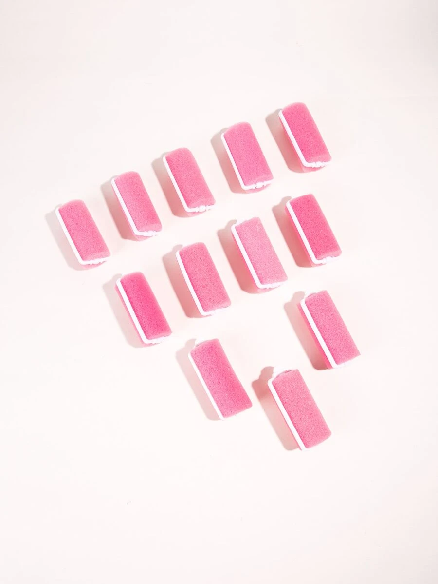 Sponge  Hair Roller Sponge bar hair curler pear flower curler easy to operate large wave curler easy to operate hairdressing tools 12 pieces pink - Pink - View 1