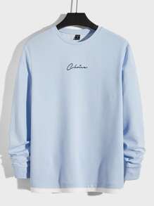 Manfinity VCAY Men Letter Graphic 2 In 1 Tee - Baby Blue - View 1