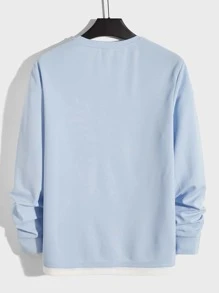 Manfinity VCAY Men Letter Graphic 2 In 1 Tee - Baby Blue - View 2