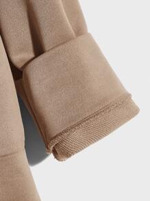 Manfinity VCAY 男士貼布細節抽繩連帽衫和運動褲 - 卡其色 - 查看 8