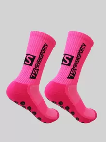 1pair Letter Graphic Non-slip Sports Socks - Multicolor - View 2