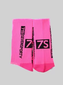 1pair Letter Graphic Non-slip Sports Socks - Multicolor - View 4