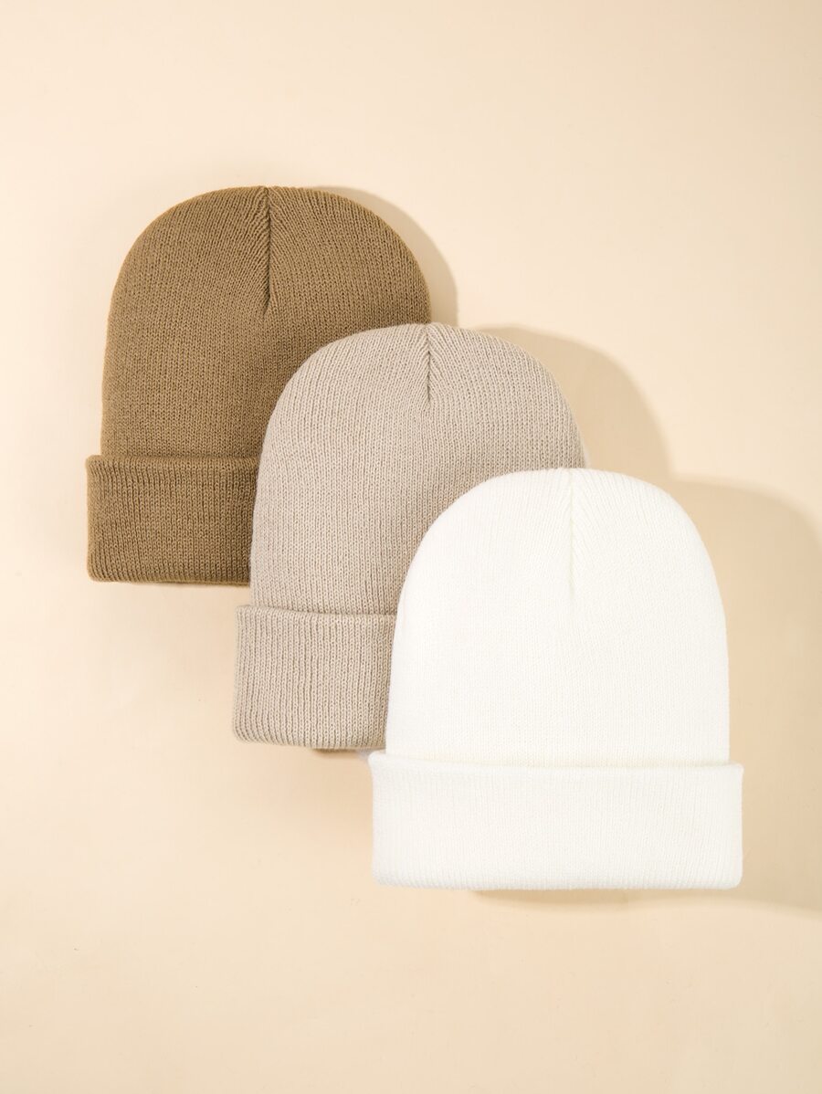 3pcs Toddler Kids Solid Beanie - Multicolor - View 1
