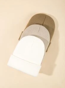 3pcs Toddler Kids Solid Beanie - Multicolor - View 3