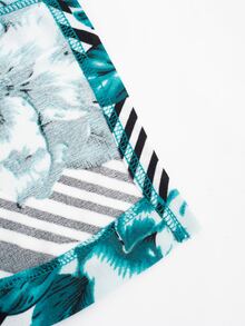 印花前扭結鏤空緊身連衣裙 - 彩色 - 查看 5