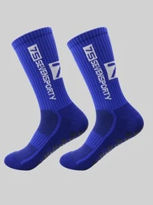 1pair Letter Graphic Non-slip Sports Socks - Multicolor - View 2