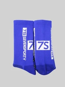 1pair Letter Graphic Non-slip Sports Socks - Multicolor - View 4