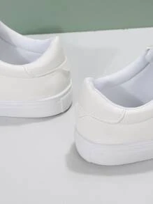 Rhinestone Decor Lace-up Front Skate Shoes - White - View 7