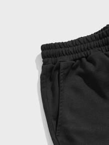 ROMWE MEN Street Life Các bạn Đồ họa chuỗi Eo dây rút Quần thể thao - màu đen - Xem 3