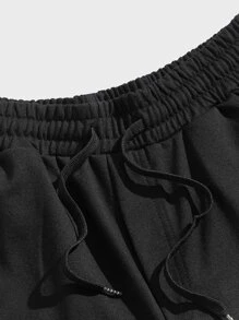 ROMWE MEN Street Life Các bạn Đồ họa chuỗi Eo dây rút Quần thể thao - màu đen - Xem 4