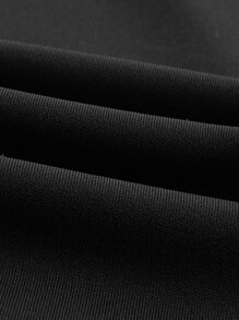 SHEIN Privé Plus Solid Scallop Trim Flare Leg Trousers - Black - View 3