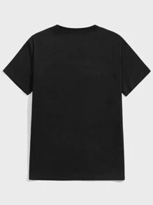 ROMWE MEN Anime Men Figure Graphic Tee, School - Black - View 2