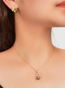 3pcs Cubic Zirconia Butterfly Charm Necklace - Yellow Gold - View 4