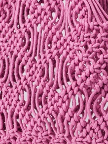 SHEIN VCAY Hollow Out Crochet Bag - Pink - View 7