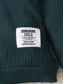 Toddler Boys Slogan Patched Mock Neck Sweatshirt & Joggers - Dark Green - View 5