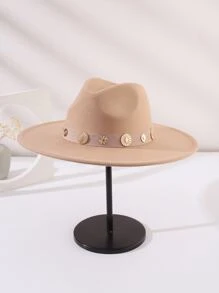 Sombrero fedora con diseño redondo - Camel - Ver 2