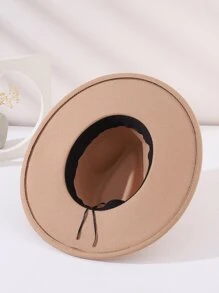 Sombrero fedora con diseño redondo - Camel - Ver 3