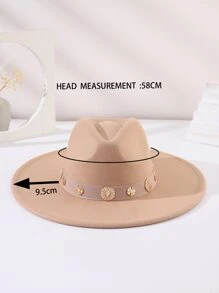 Sombrero fedora con diseño redondo - Camel - Ver 4