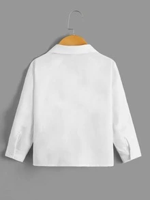 SHEIN Toddler Boys Flap Pocket Print Shirt - White - View 2