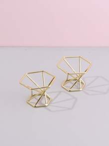 化妝海綿架, 2入組幾何設計金屬化妝品收納盒, 可愛純色收納架適用於梳妝台, 浴室,臥室,客廳裝飾,旅行隨身用品,禮物包,適用於母親節、父親節、結婚、生日、萬聖節等節日和送人禮物,桌子,書架,配件,禮品盒,有趣的禮物,收納 - 金色 - 查看 1