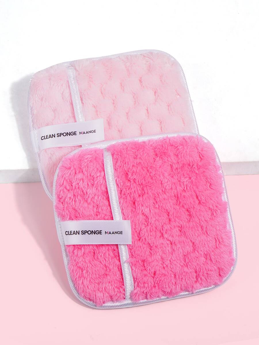 Miếng tẩy trang có thể tái sử dụng, 2 miếng vải tẩy trang có thể giặt hai mặt, Thiết kế hình vuông Chăm sóc da mặt và da Fuzzy Puff Sponge, Làm sạch da mặt Trang điểm đậm & Tấm lót mặt, Thích hợp cho mọi loại da Miếng làm sạch mặt - Nhiều màu - Xem 1