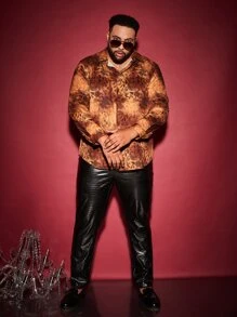 GENTILAND Men Plus Tie Dye & Paisley Print Button Front Shirt - Multicolor - View 6