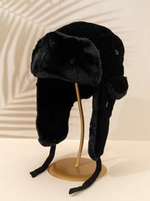 Mũ Trapper lót sang trọng cho nam - màu đen - Xem 1