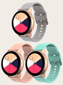 3 条/包 20 毫米柔软硅胶运动表带，适用于三星 Galaxy Watch 6/5/4、Galaxy Watch 5 Pro/3、Active 2，适合男士和女士，可作为返校学生的礼物 - 彩色 - 查看 1