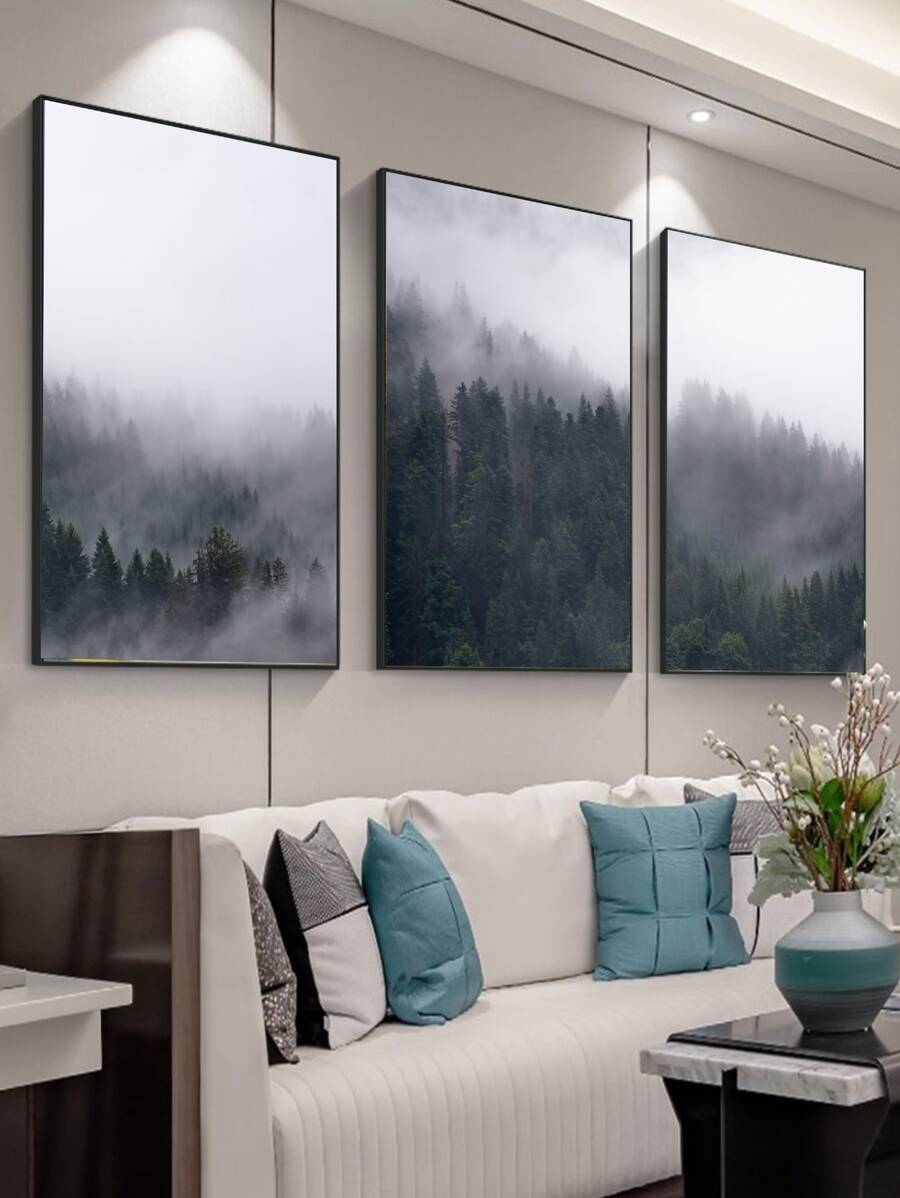 3入組森林圖案無框畫 - 彩色 - 查看 1