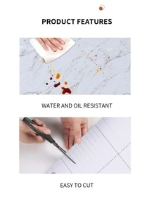 1 rollo Pegatina de cocina con estampado de mármol impermeable autoadhesivo