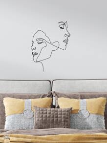 1pc Figure Print Wall Sticker - Black - View 1