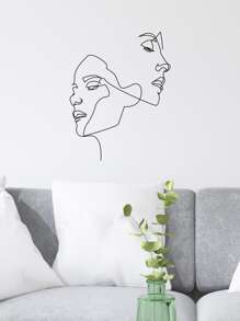 1pc Figure Print Wall Sticker - Black - View 2