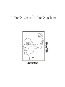 1pc Figure Print Wall Sticker - Black - View 3