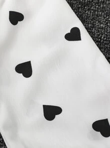 SHEIN Toddler Girls Heart Print Flounce Sleeve Peplum Blouse - White - View 6