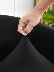 素色有彈性沙發套 - 黑色 - 查看 2