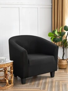 素色有彈性沙發套 - 黑色 - 查看 3