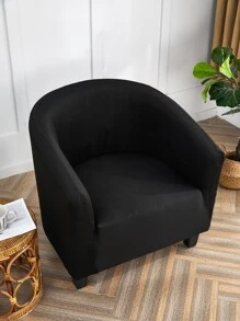 素色有彈性沙發套 - 黑色 - 查看 6