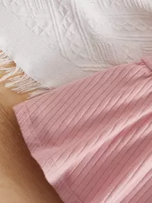 SHEIN Young Girl Ruffle Trim Peplum Top & Floral Print Pants - Multicolor - View 4