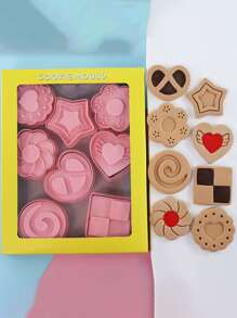 8 piezas Sello de galleta en forma de corazón y flor - Rosa - Ver 2