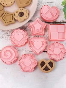 8 piezas Sello de galleta en forma de corazón y flor - Rosa - Ver 3